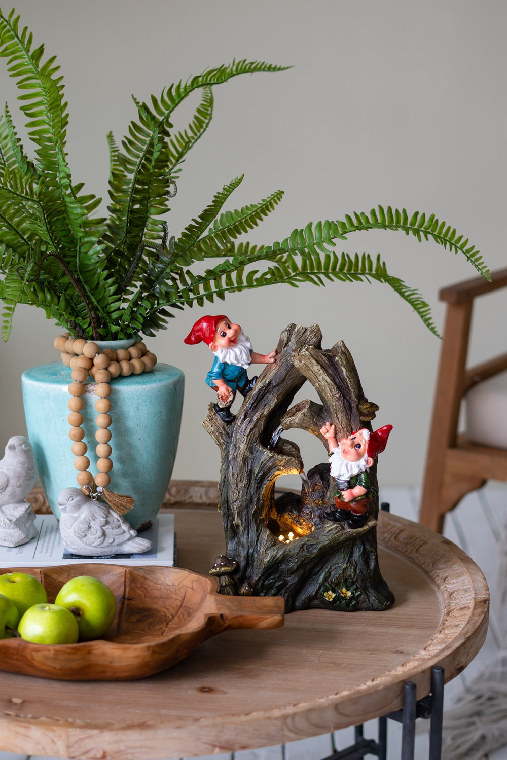 8.3x4.7x13.8" Decorative Woodland Gnome Water Fountain
