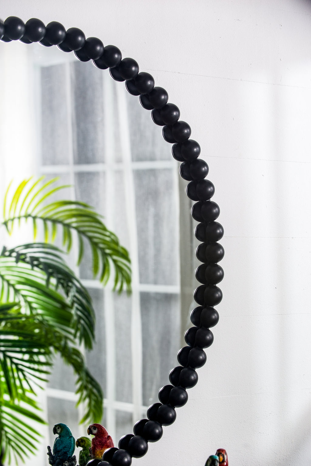 32" Circle Mirror with Metal Beaded Frame