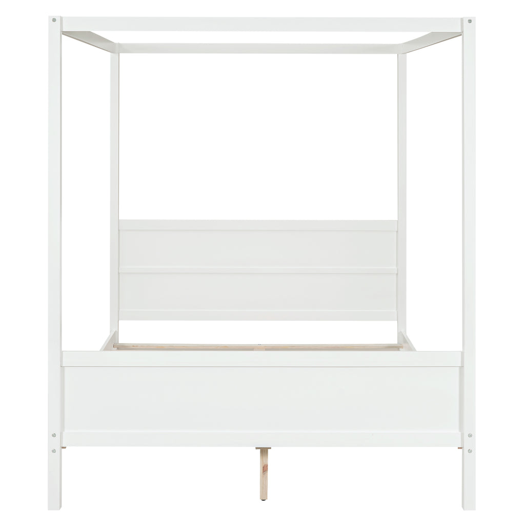 Queen Size Canopy Platform Bed with Headboard and Footboard