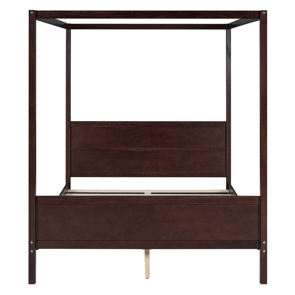 Queen Size Canopy Platform Bed with Headboard and Footboard