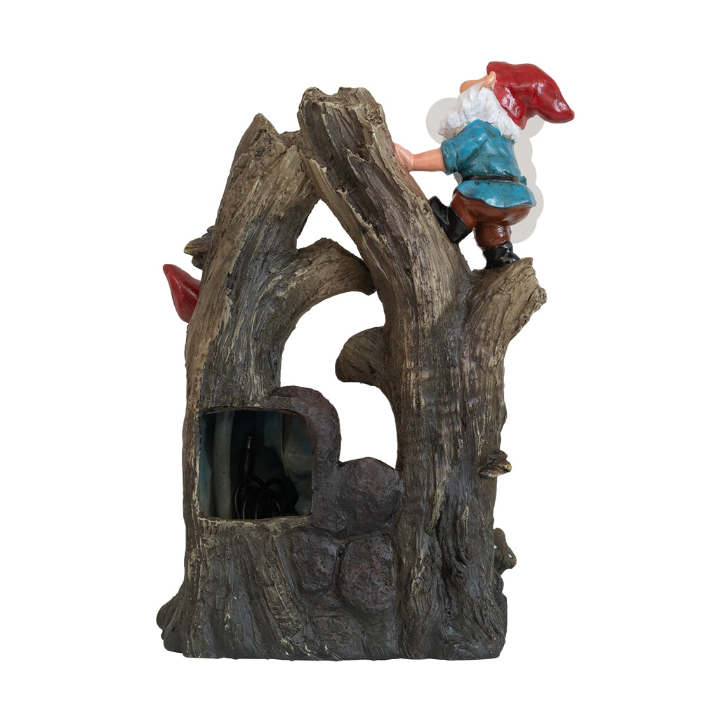 8.3x4.7x13.8" Decorative Woodland Gnome Water Fountain