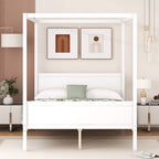 Queen Size Canopy Platform Bed with Headboard and Footboard