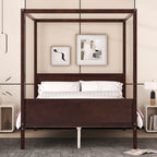 Queen Size Canopy Platform Bed with Headboard and Footboard
