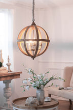 4-Light Wood Chandelier