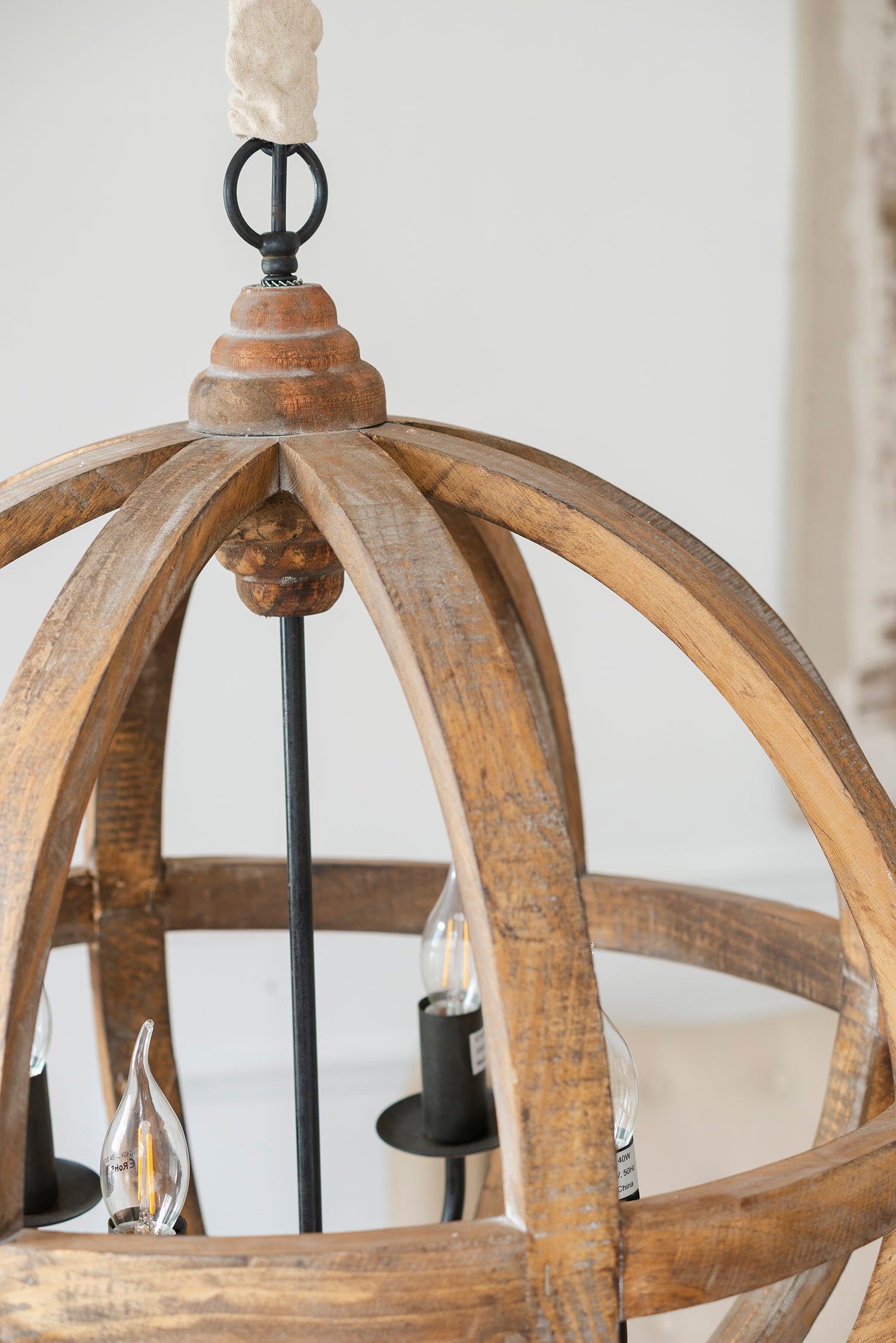 4-Light Wood Chandelier