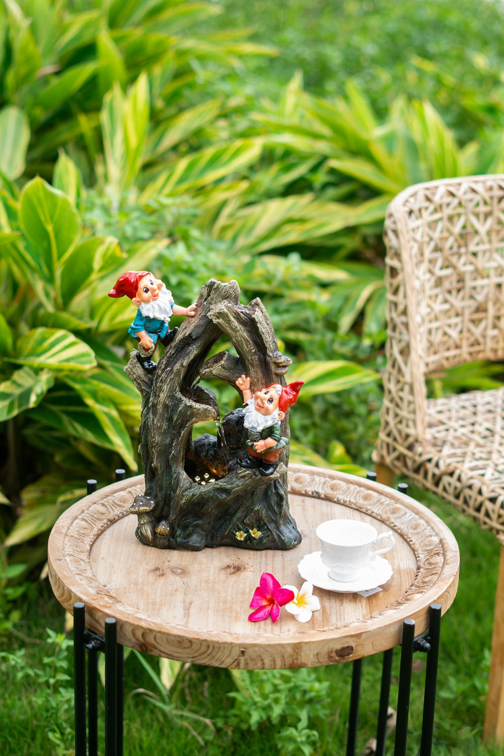 8.3x4.7x13.8" Decorative Woodland Gnome Water Fountain