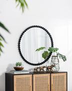 32" Circle Mirror with Metal Beaded Frame