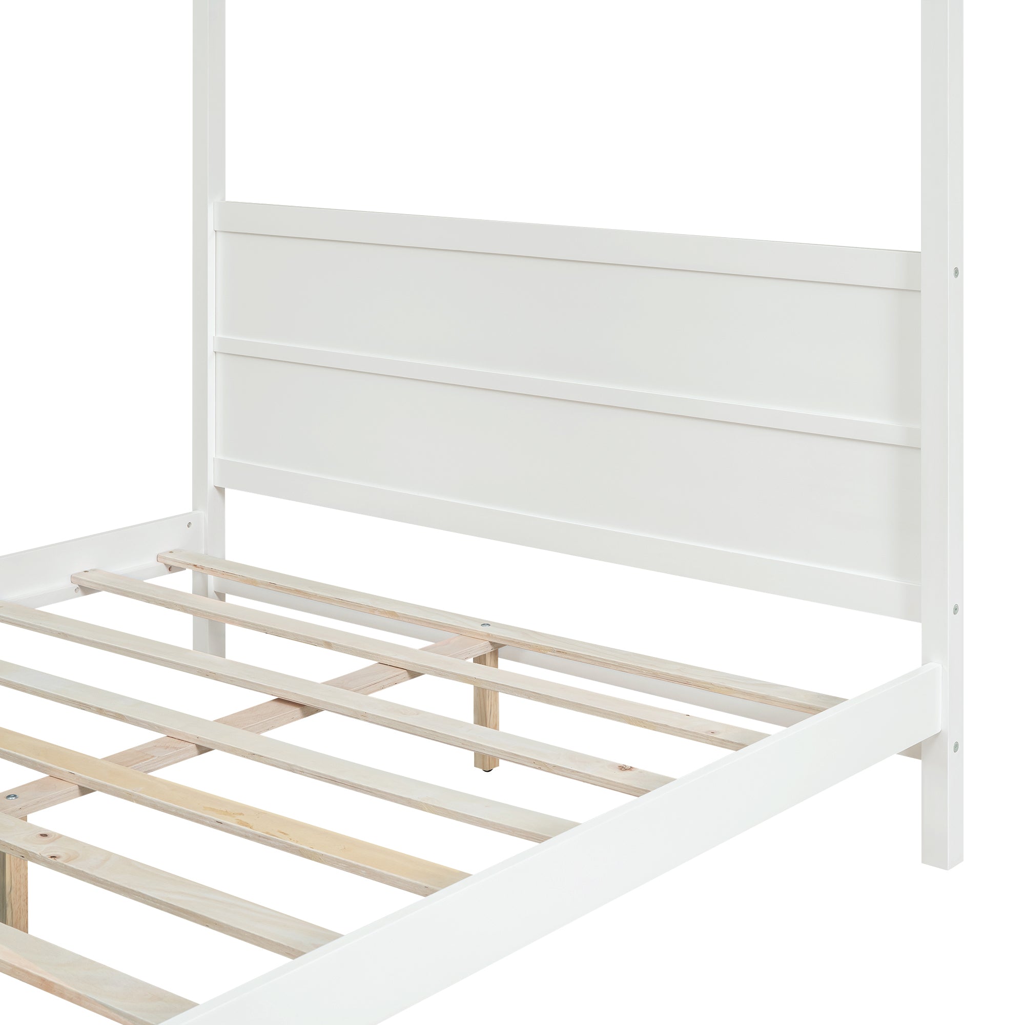 Queen Size Canopy Platform Bed with Headboard and Footboard