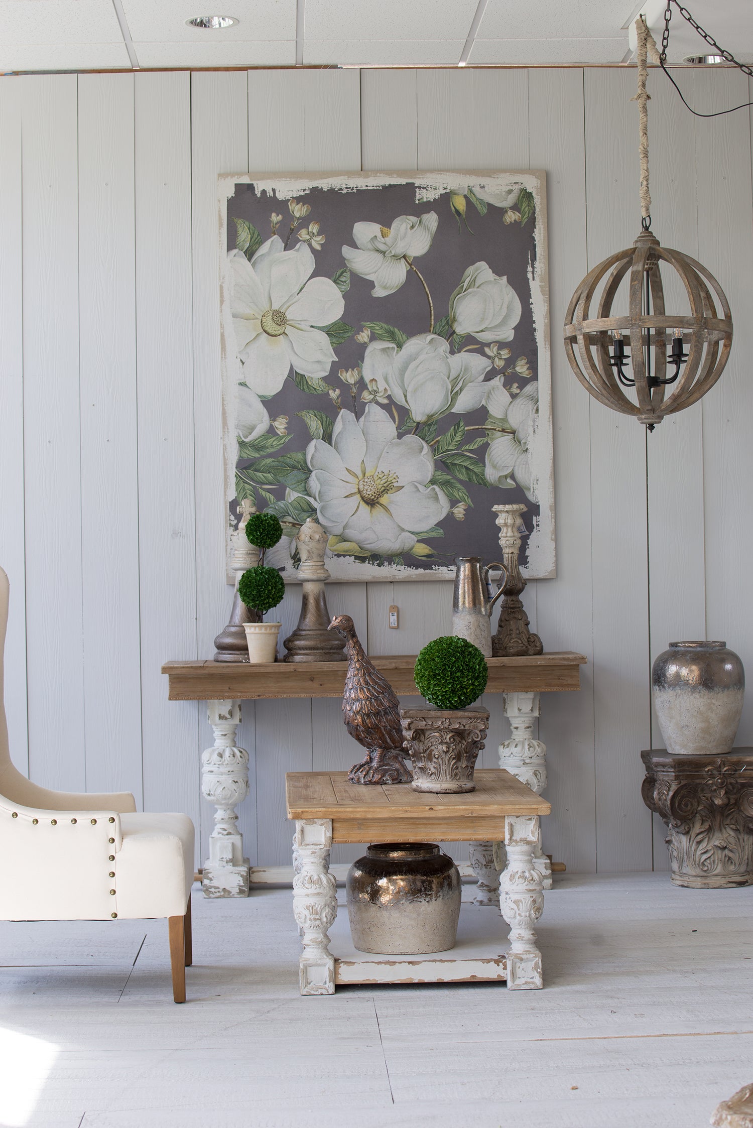 4-Light Wood Chandelier