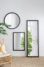 32" Circle Mirror with Metal Beaded Frame