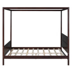 Queen Size Canopy Platform Bed with Headboard and Footboard
