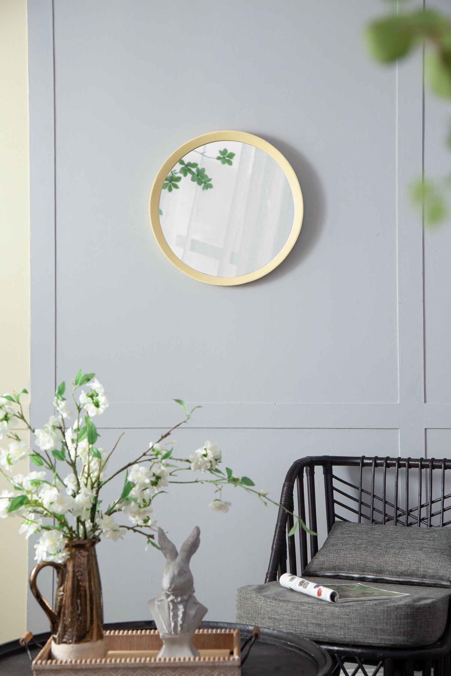 D20x1.5" Transitional Mango Wood Wall Mirror