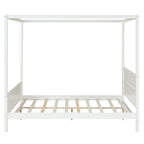 Queen Size Canopy Platform Bed with Headboard and Footboard