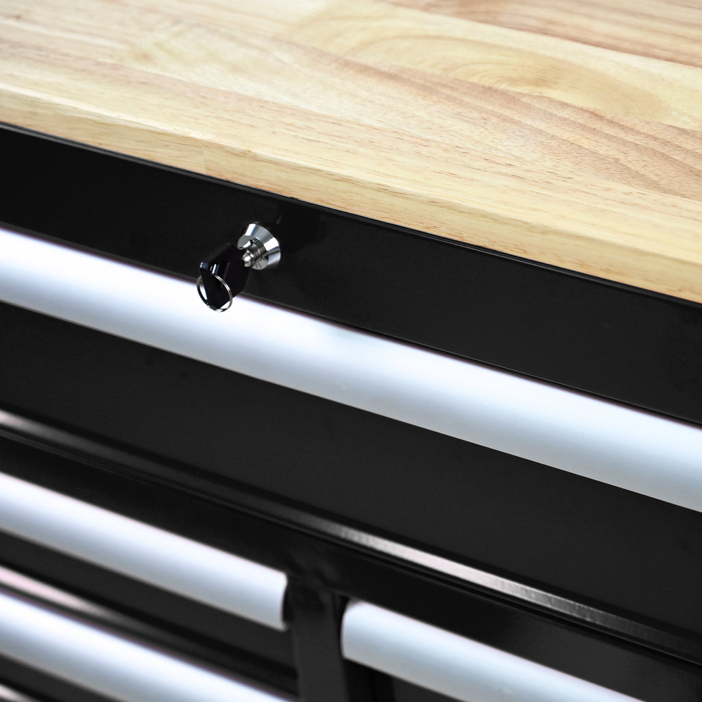 9 Drawers Multifunctional Tool Cart with Wheels and Wooden Top