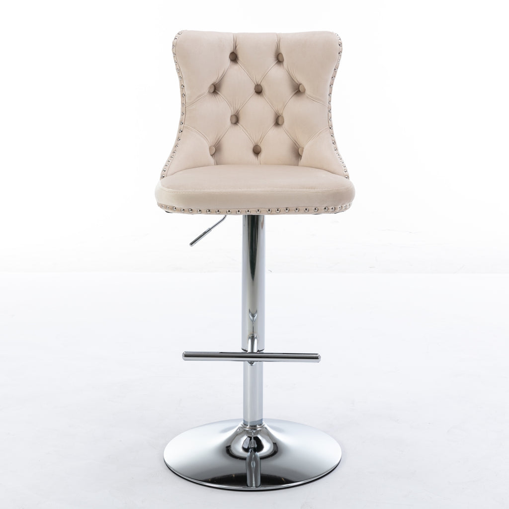 Swivel Velvet Barstools Adjustable Seat Height