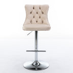 Swivel Velvet Barstools Adjustable Seat Height