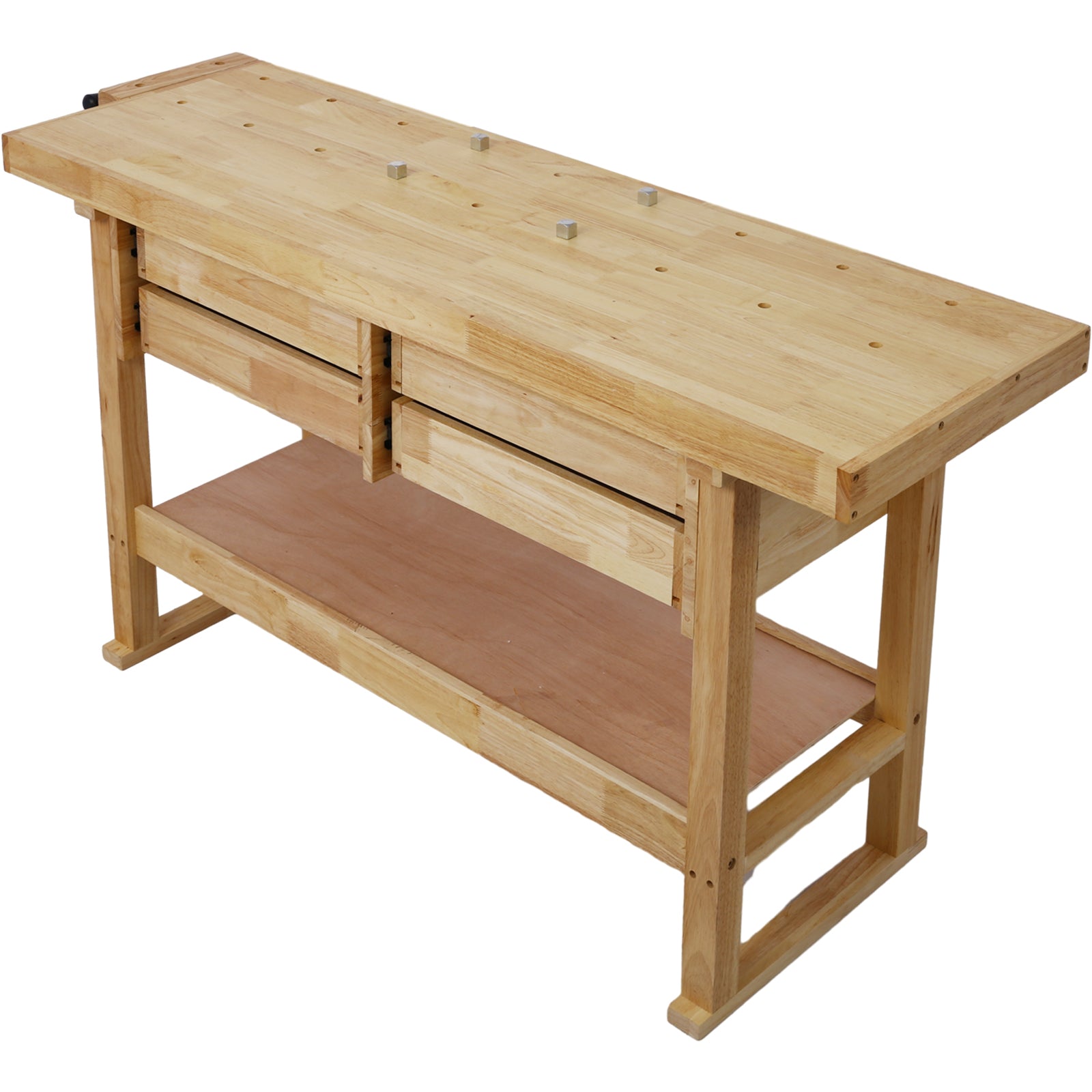 60-Inch Wooden Workbench with 4 Drawers