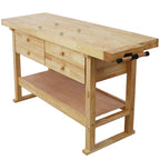 60-Inch Wooden Workbench with 4 Drawers