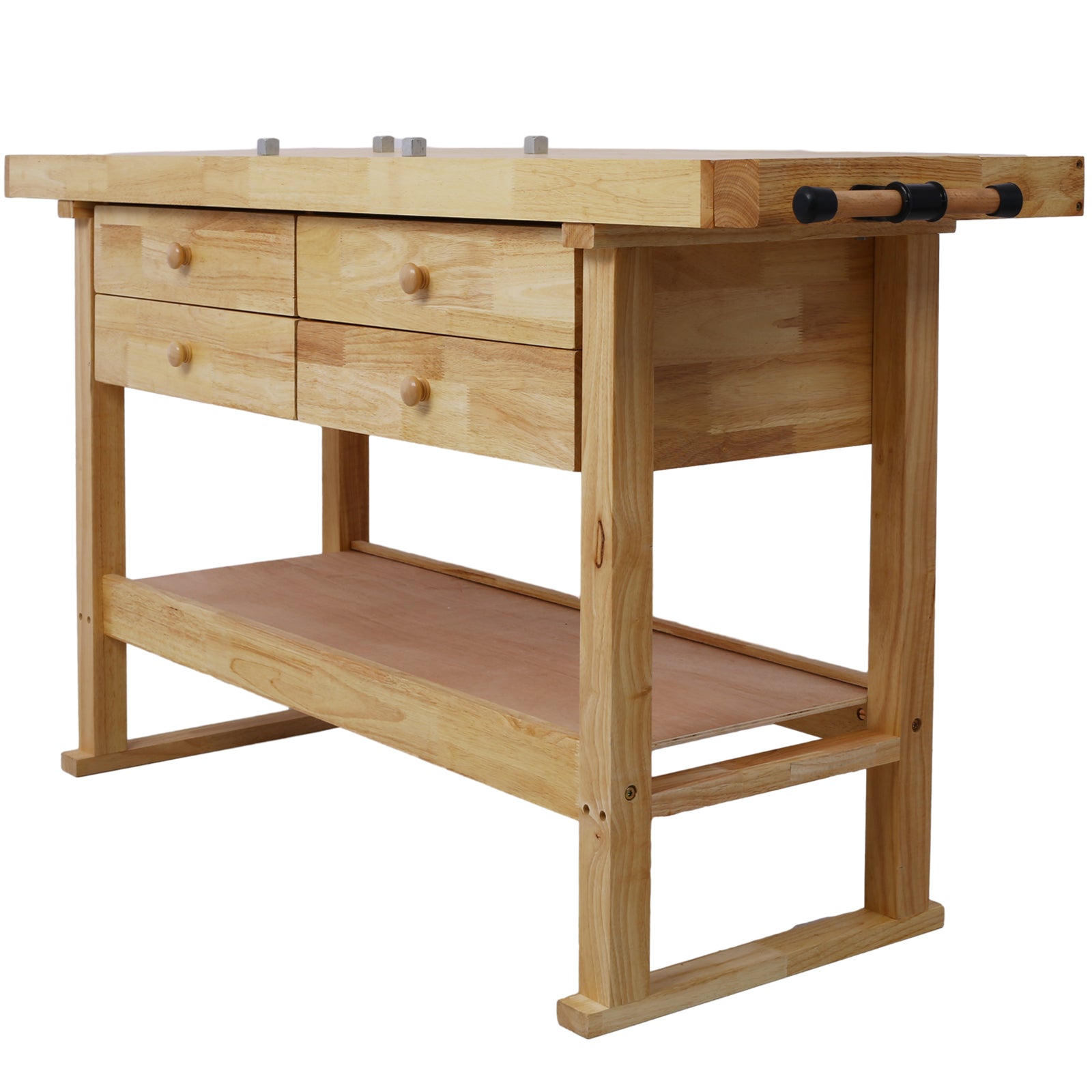 60-Inch Wooden Workbench with 4 Drawers