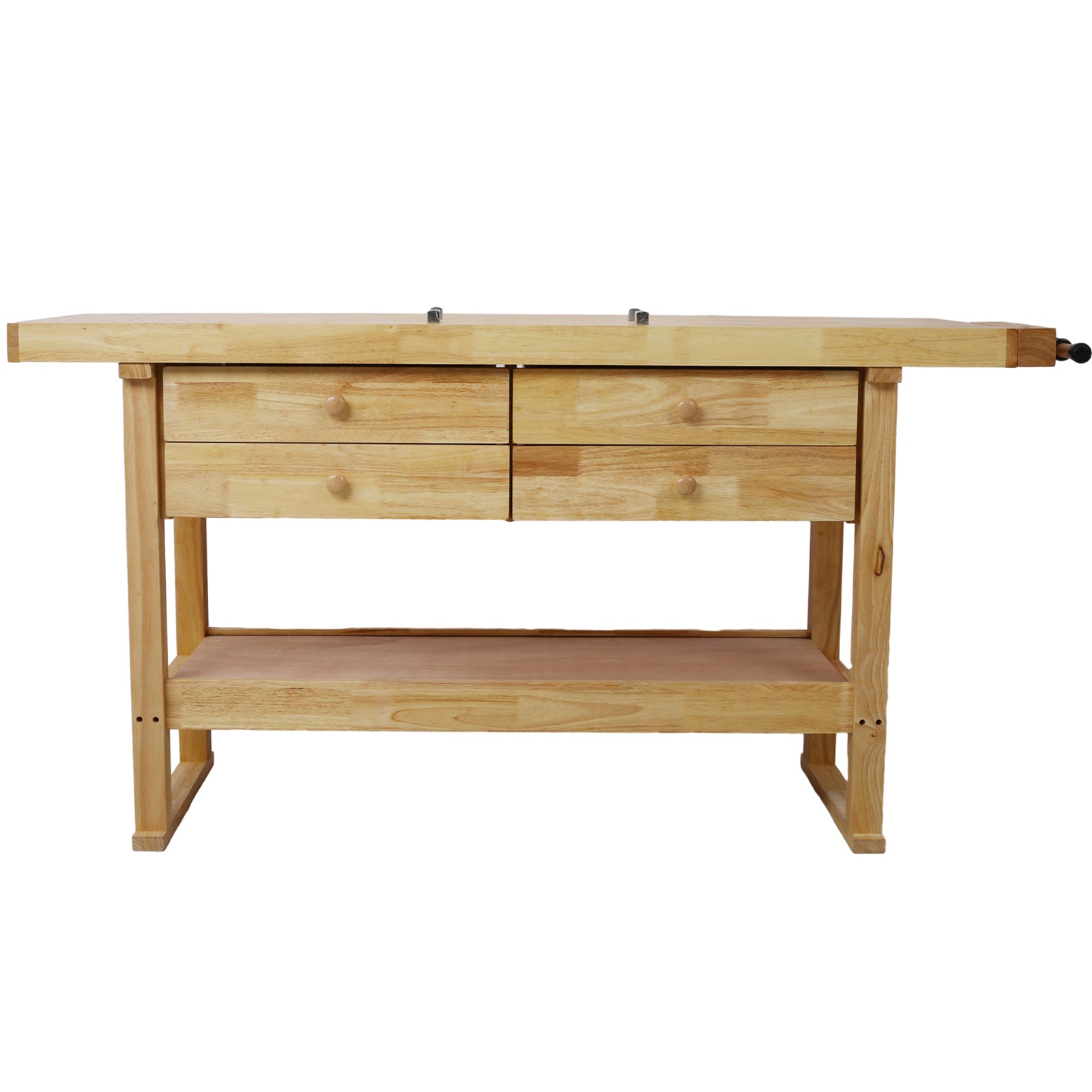 60-Inch Wooden Workbench with 4 Drawers