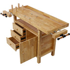 Wood Workbench with Rapid Action Woodworking Vise