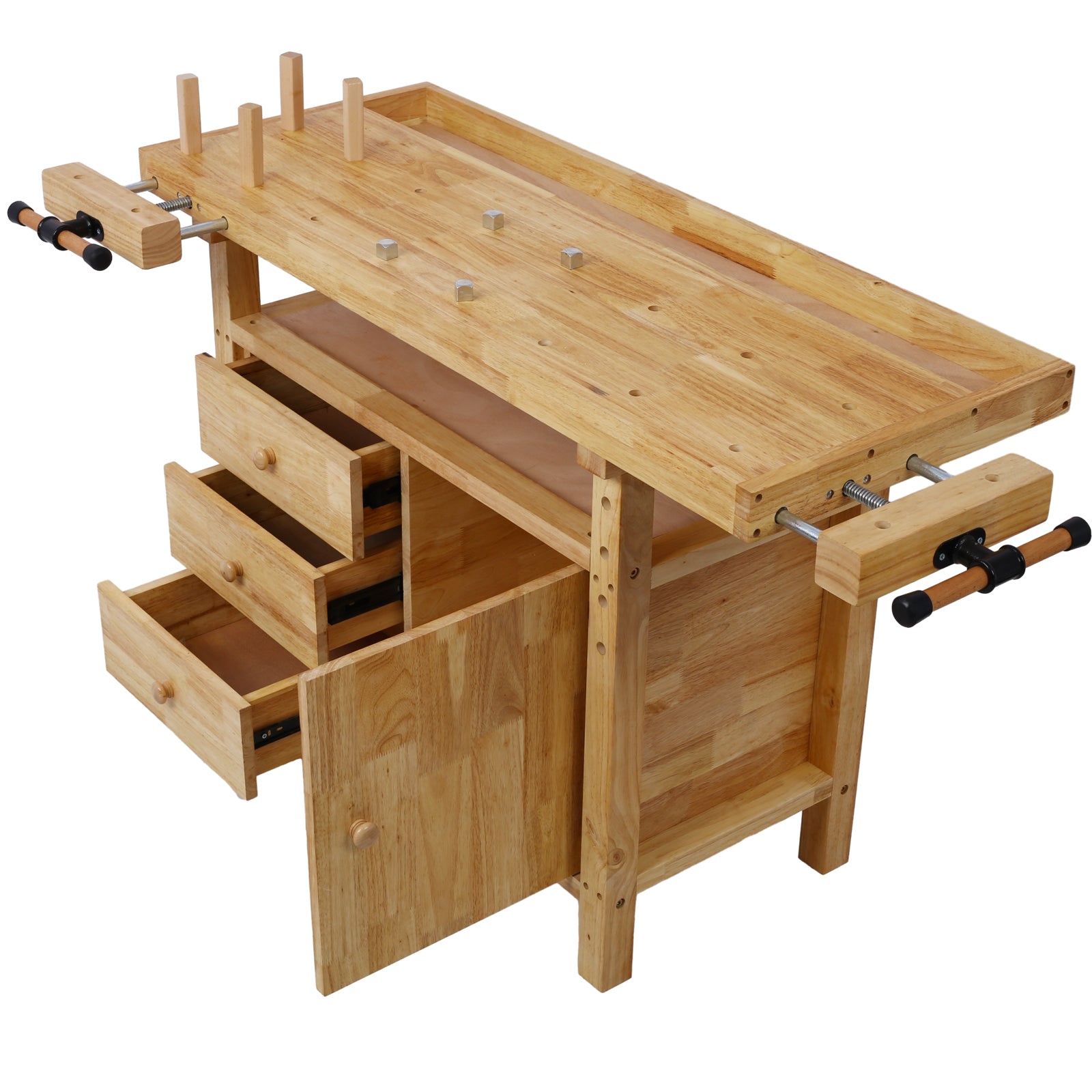 Wood Workbench - Heavy-Duty Wooden Workbench with Vise