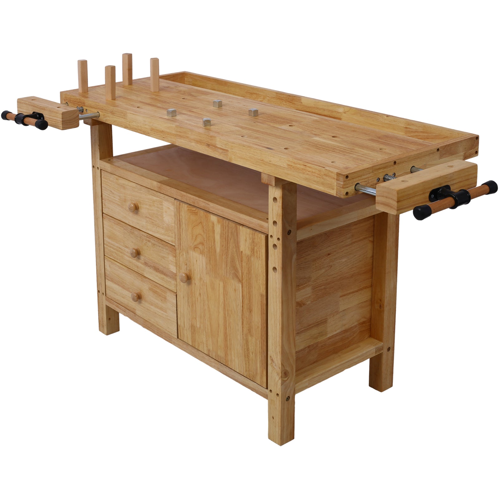 Wood Workbench with Rapid Action Woodworking Vise