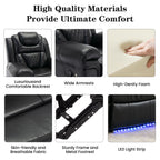 Home Theater Seating Manual Recliner Chair with Center Console and LED Light Strip