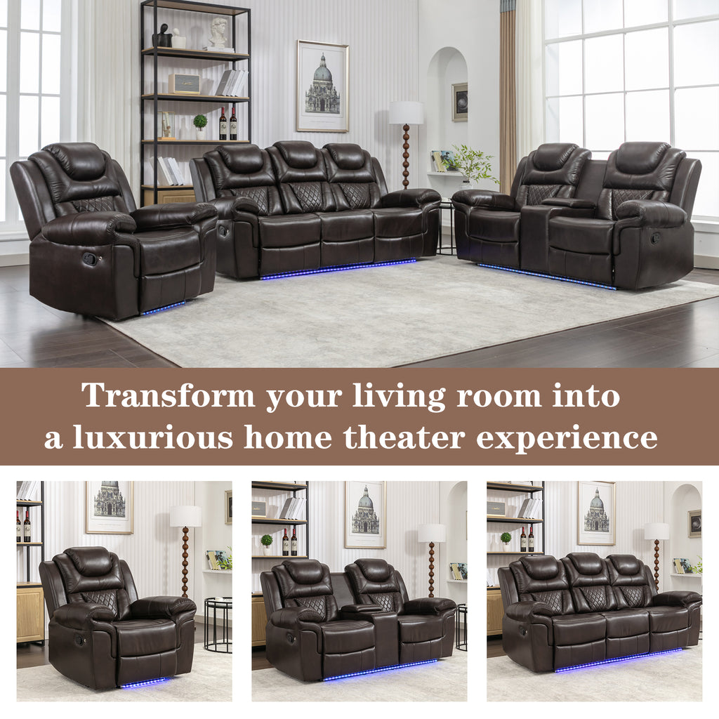 Home Theater Seating Manual Recliner Chair with LED Light Strip