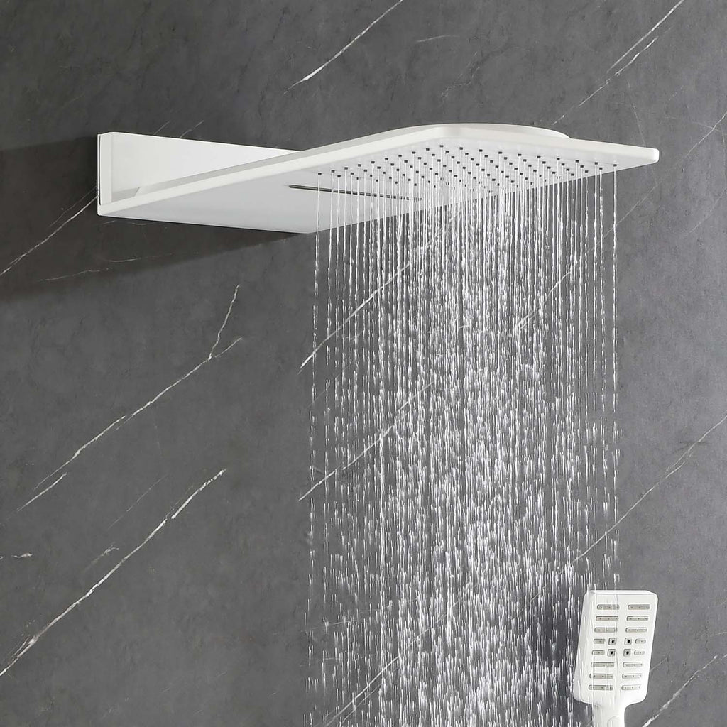 Wall Mounted Waterfall Rain Shower System With 3 Body Sprays & Handheld Shower