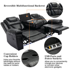 Home Theater Seating Manual Recliner Chair with Center Console and LED Light Strip