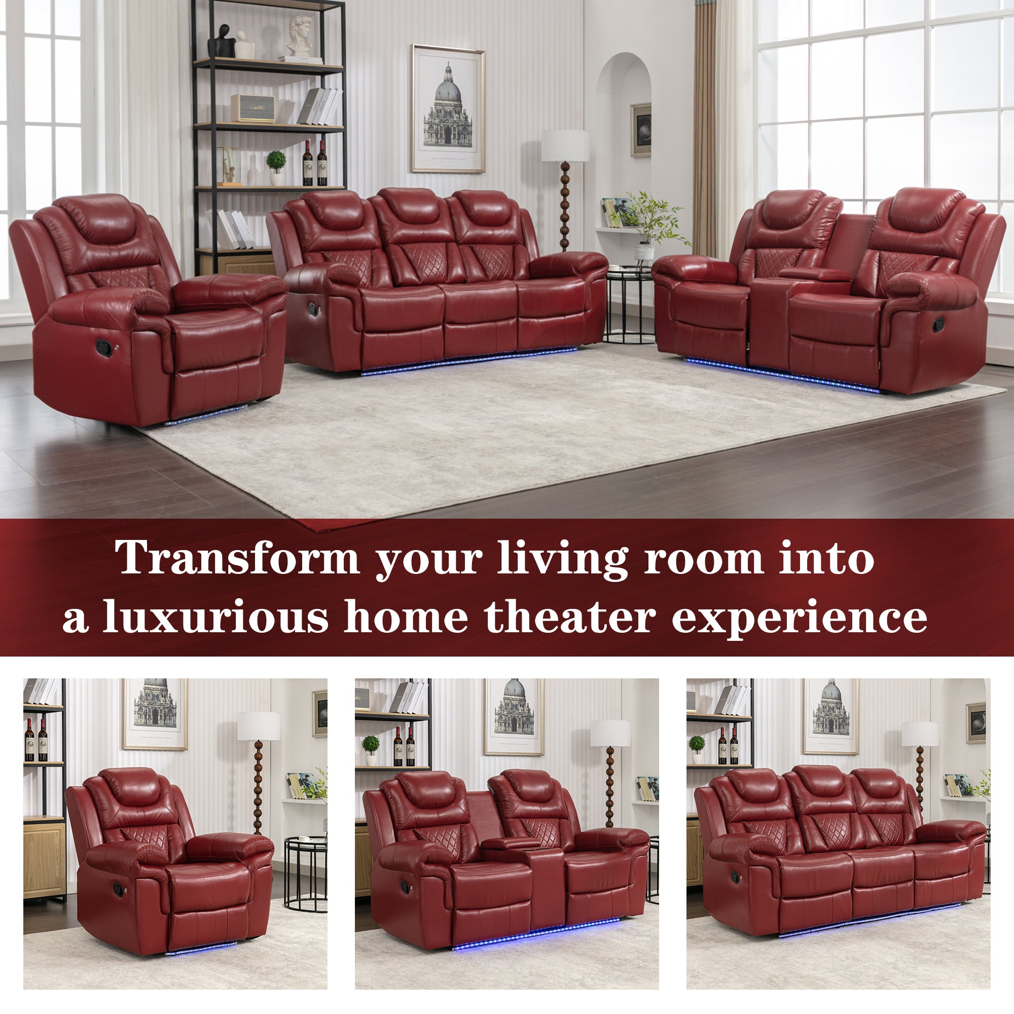 Manual Recliner Loveseat with Hide-Away Storage