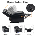 Home Theater Seating Manual Recliner Chair with Center Console and LED Light Strip