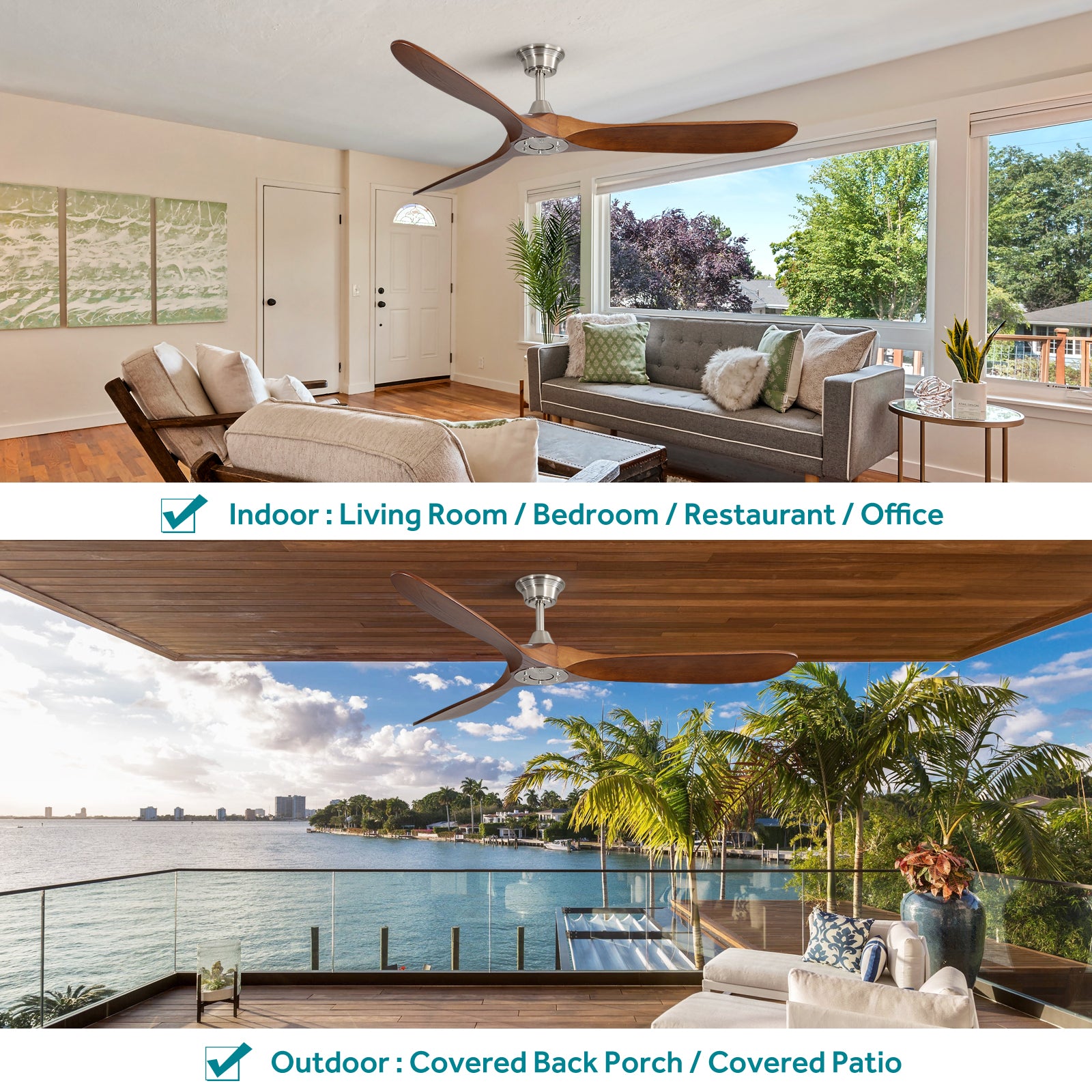 60 Inch Indoor Modern Ceiling Fan With Remote Control