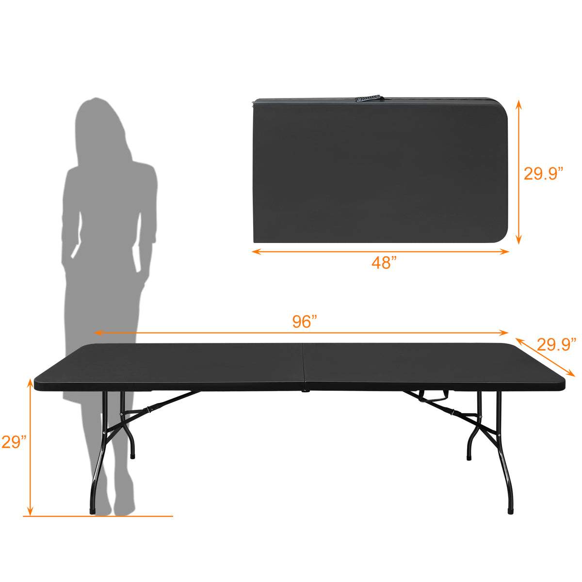 8ft Folding Table for Camping, Picnics, and Parties