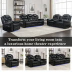 Home Theater Seating Manual Recliner Chair with Center Console and LED Light Strip