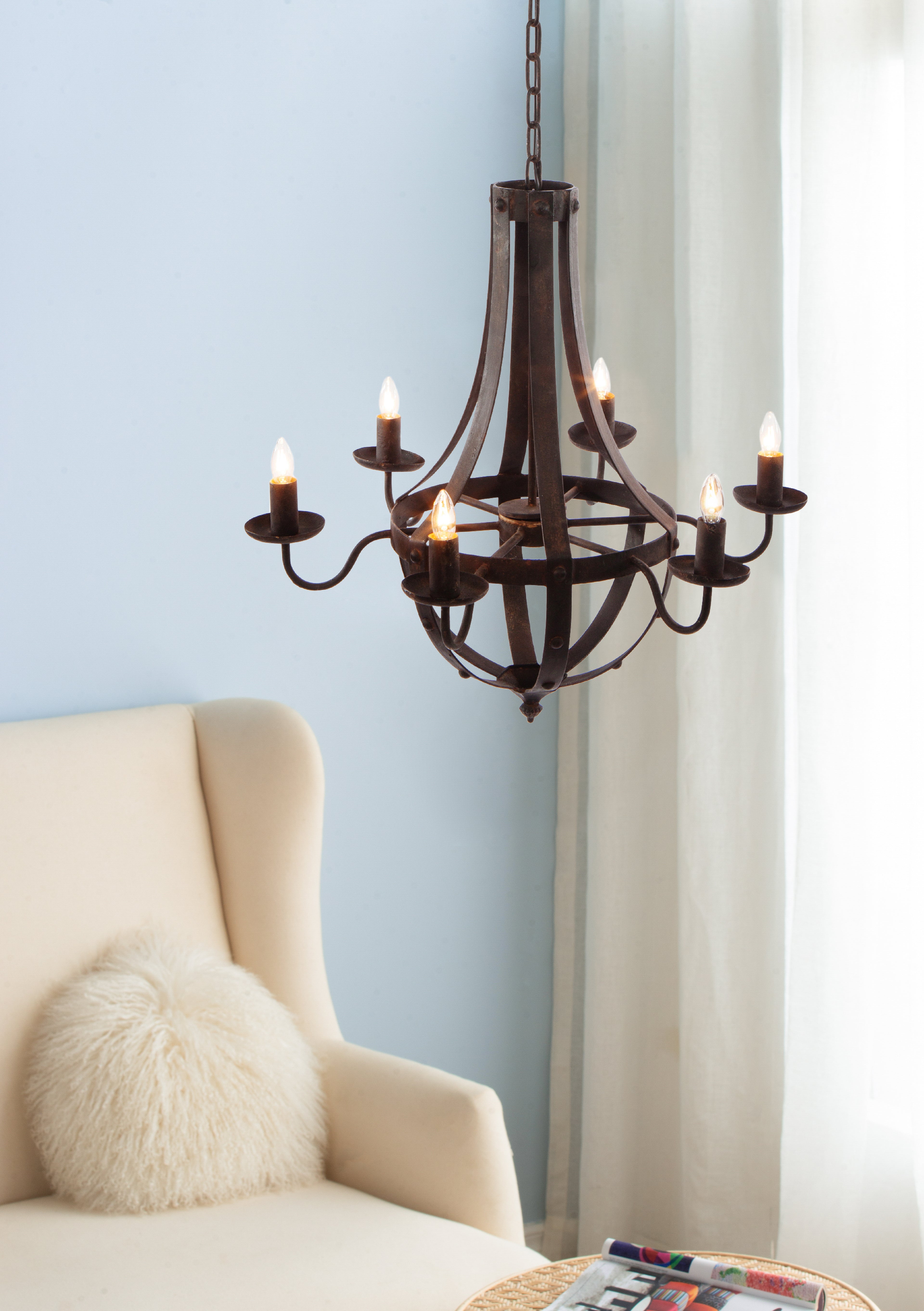 6-Light Metal Chandelier