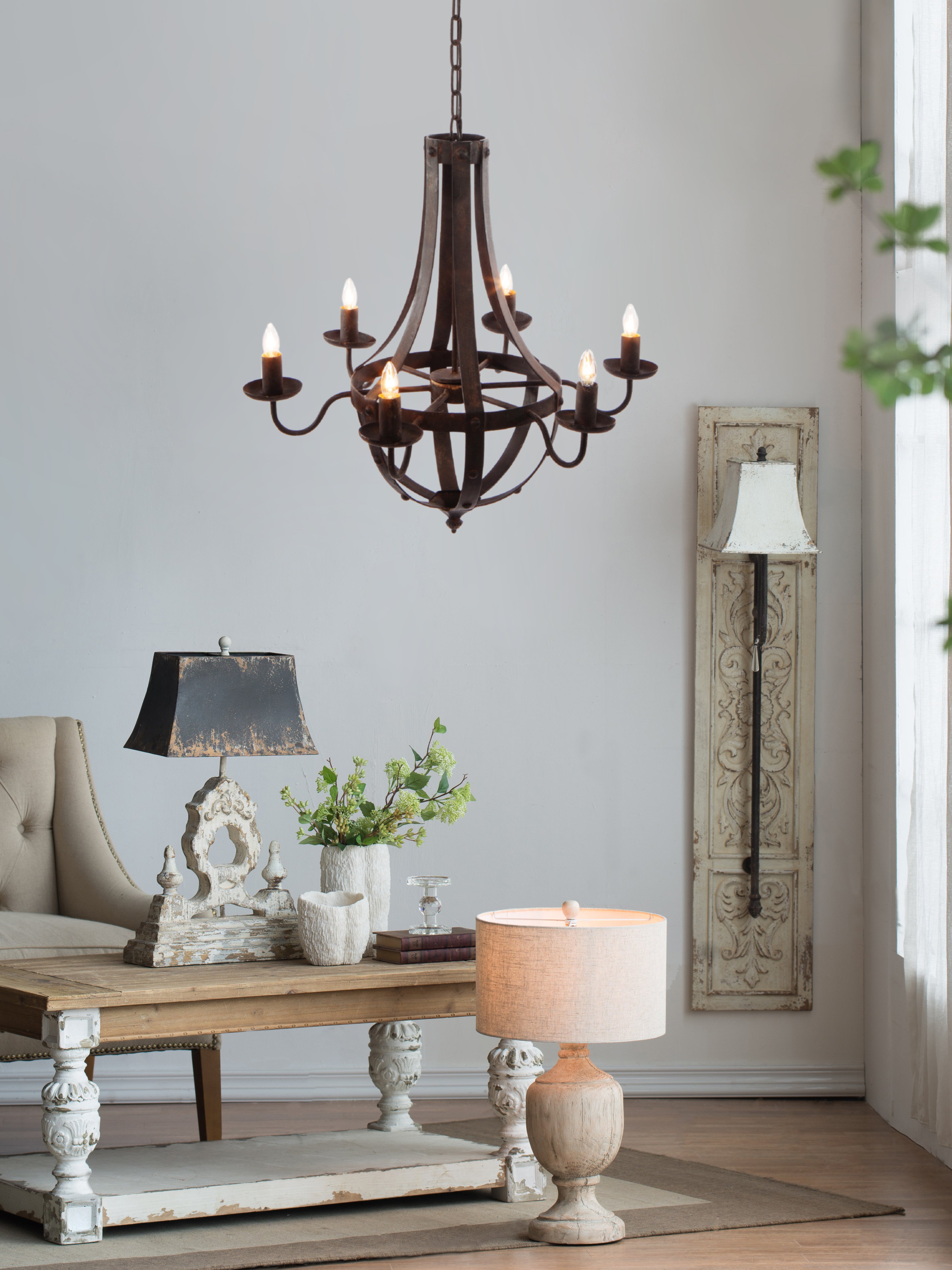 6-Light Metal Chandelier