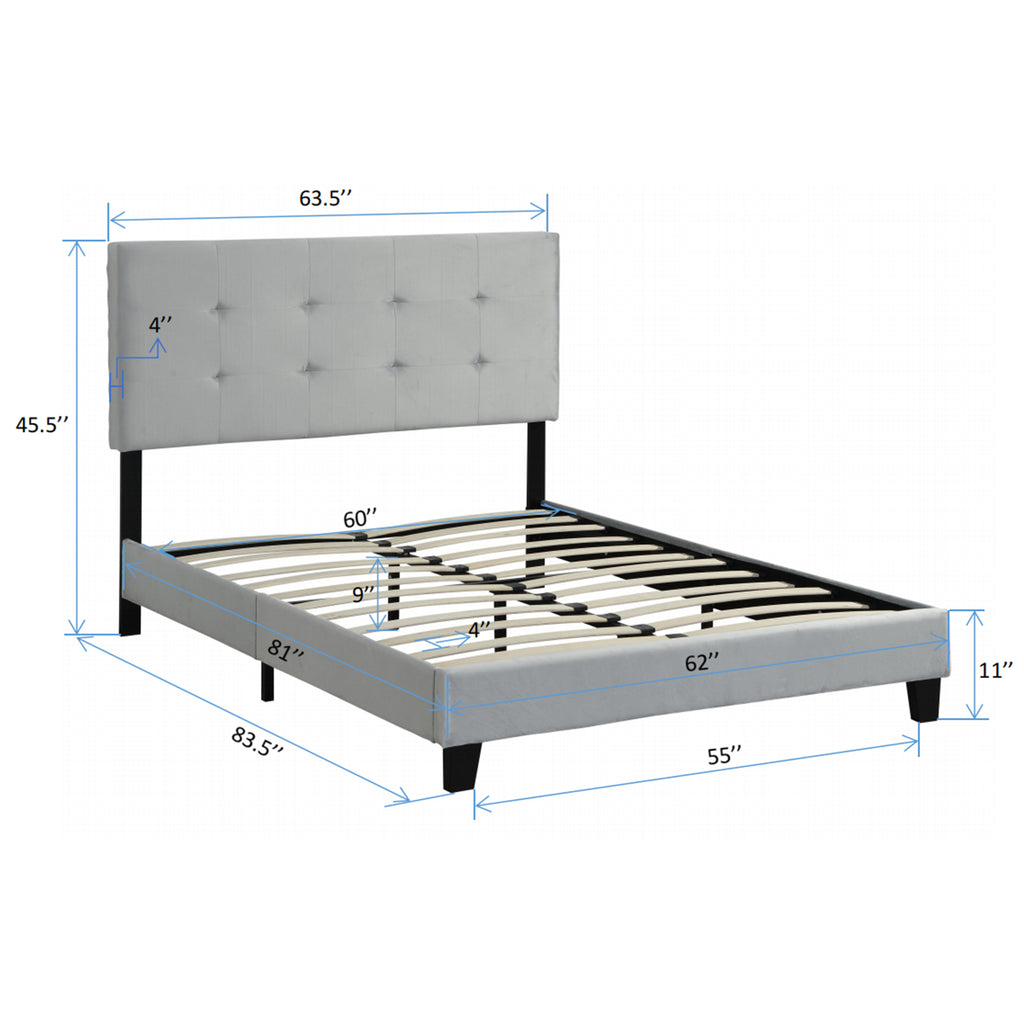 Queen Size Upholstered Platform Bed Frame