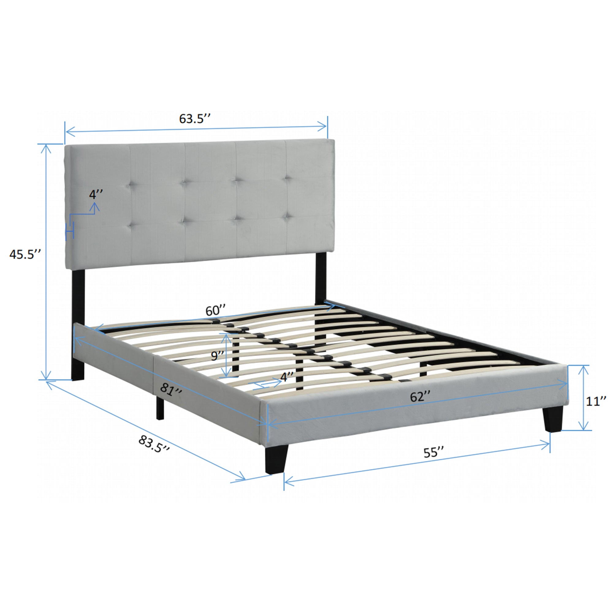 Queen Size Upholstered Platform Bed Frame