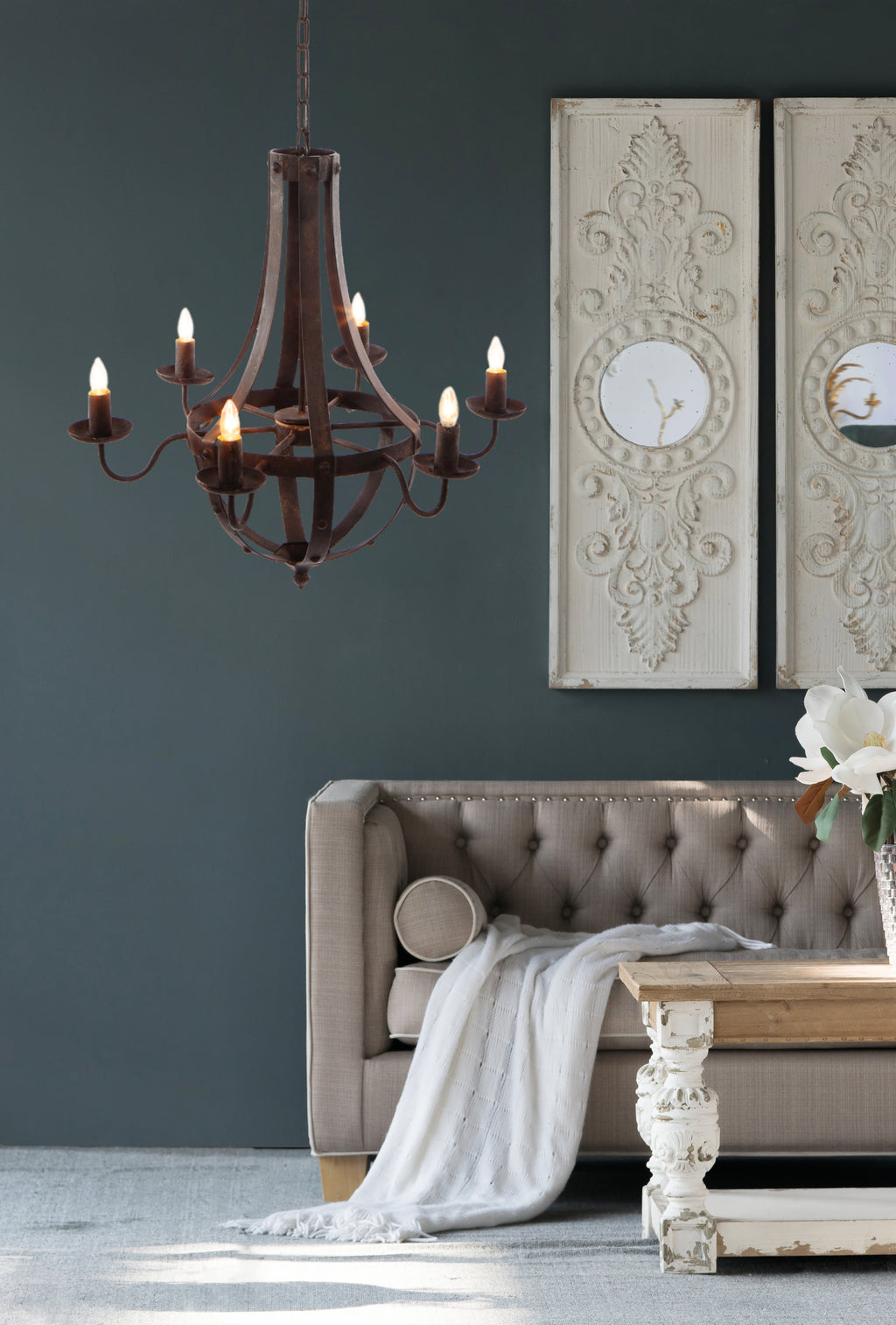 6-Light Metal Chandelier