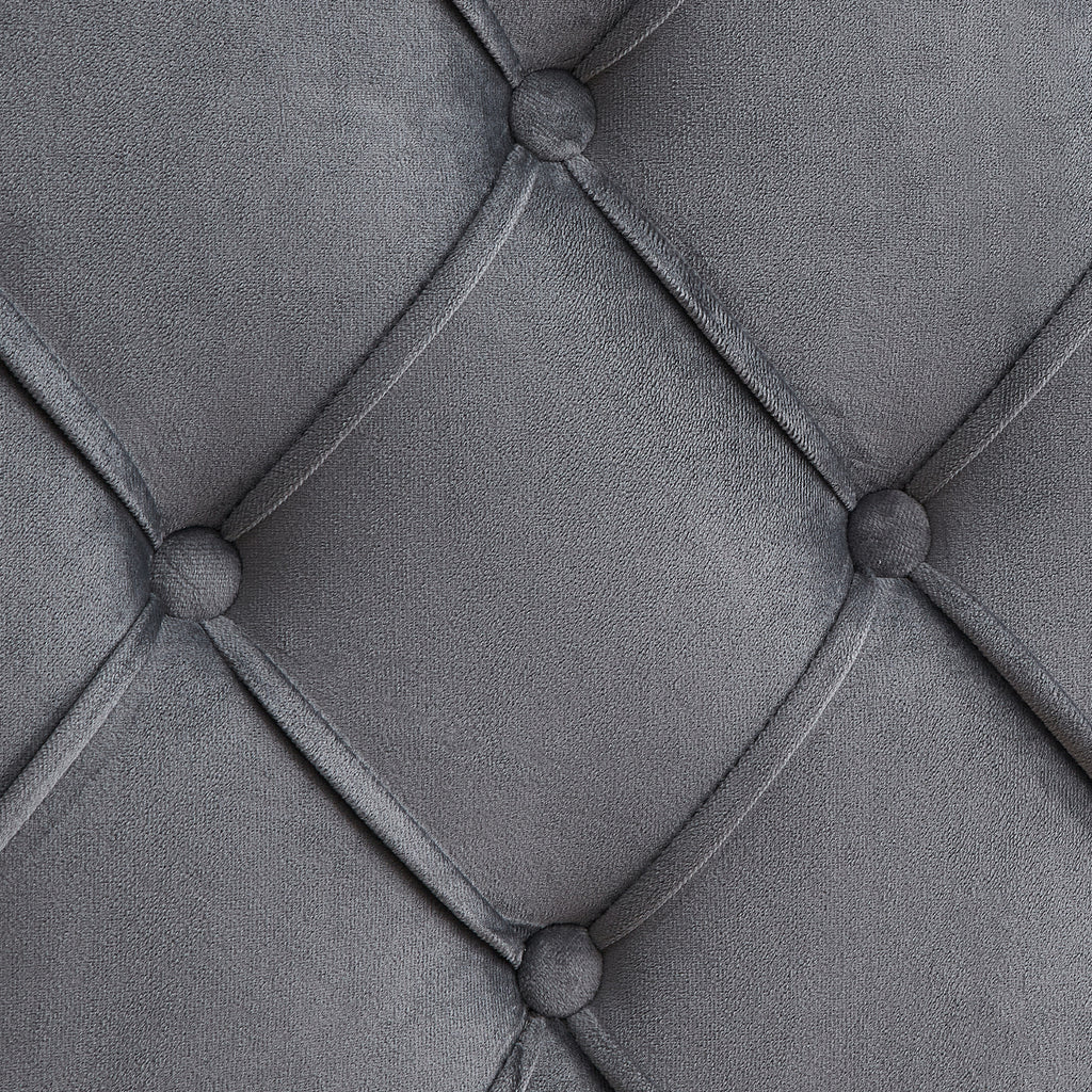 Velvet Button Tufted Upholstered Bed with Wings Design
