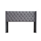 Velvet Button Tufted Upholstered Bed with Wings Design