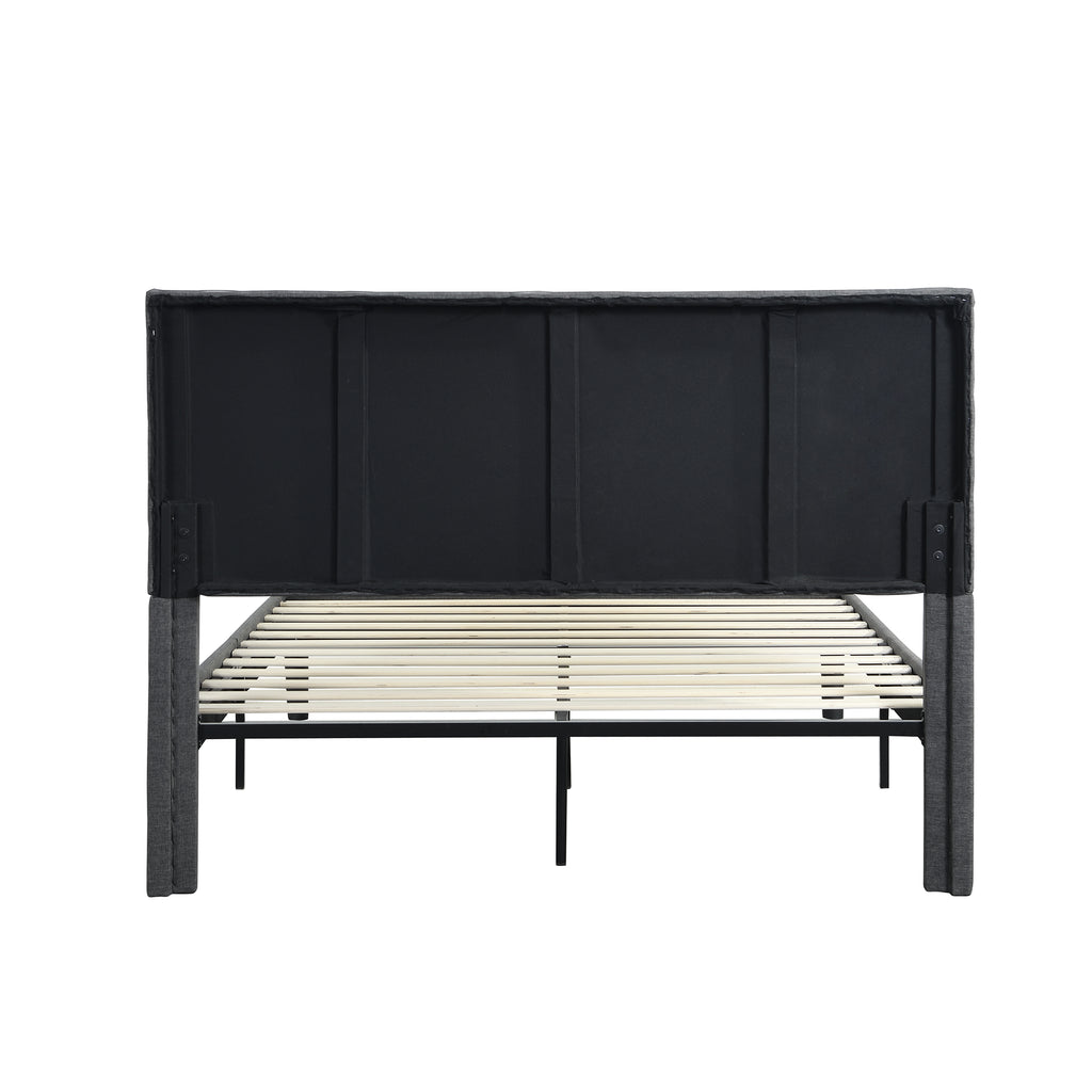 Queen Size Upholstered Platform Bed Frame with Headboard