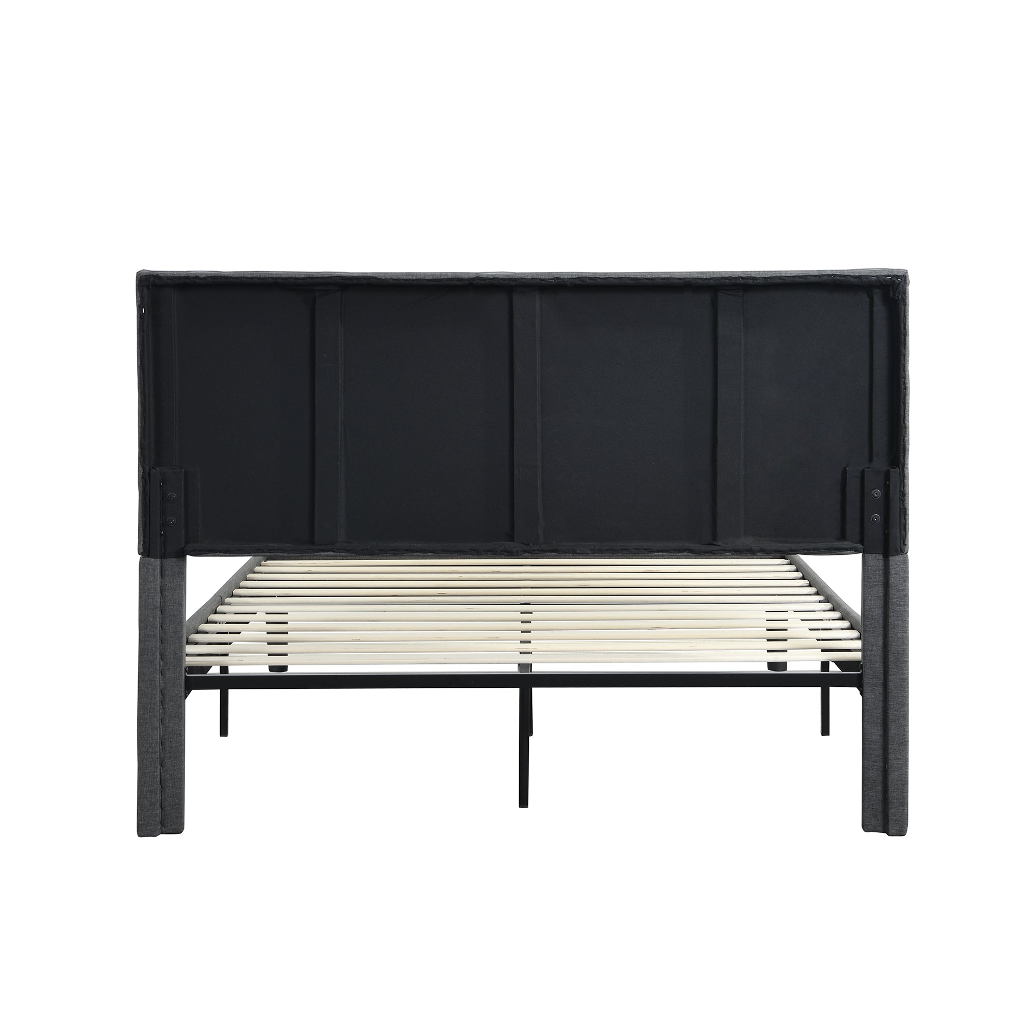 Queen Size Upholstered Platform Bed Frame with Headboard