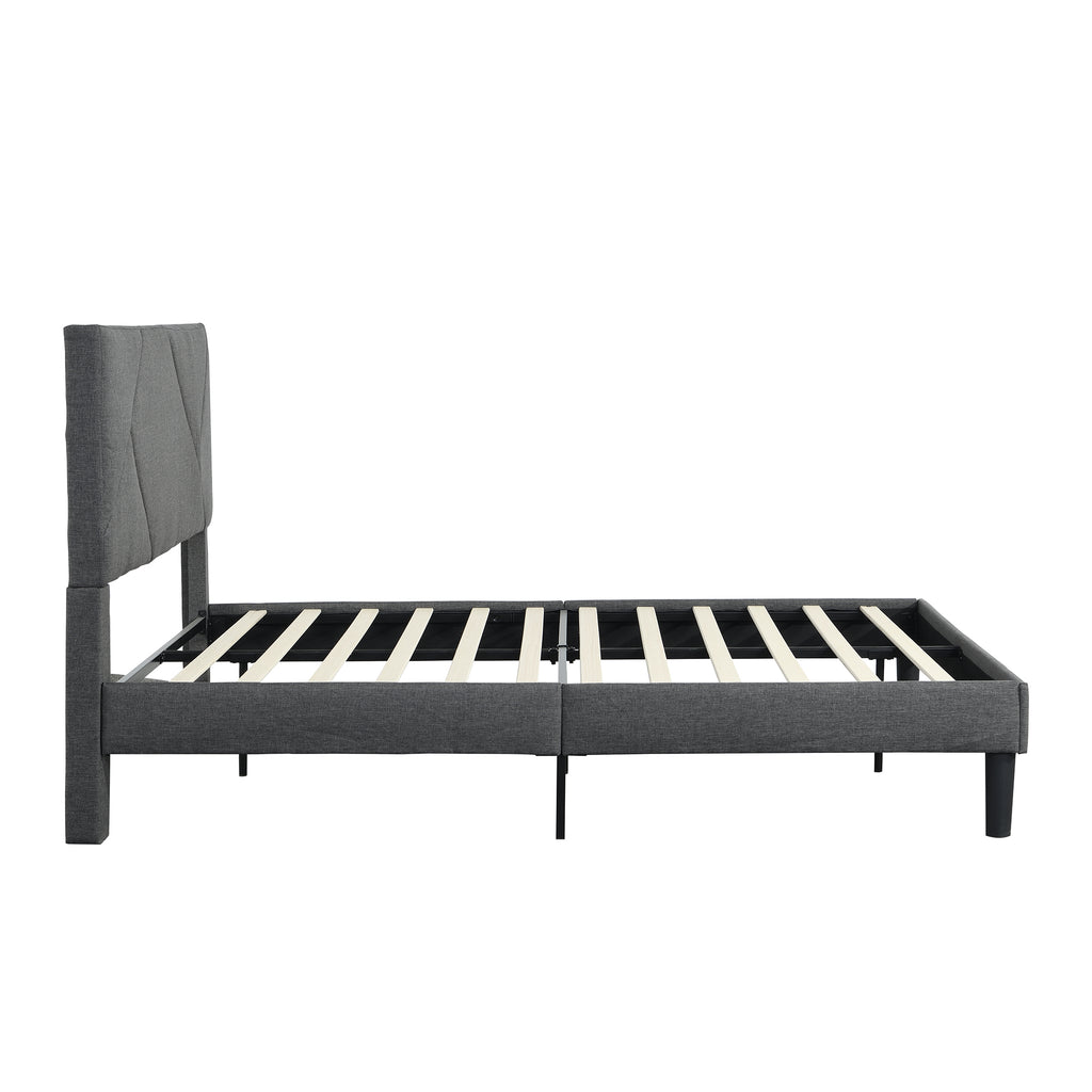Queen Size Upholstered Platform Bed Frame with Headboard