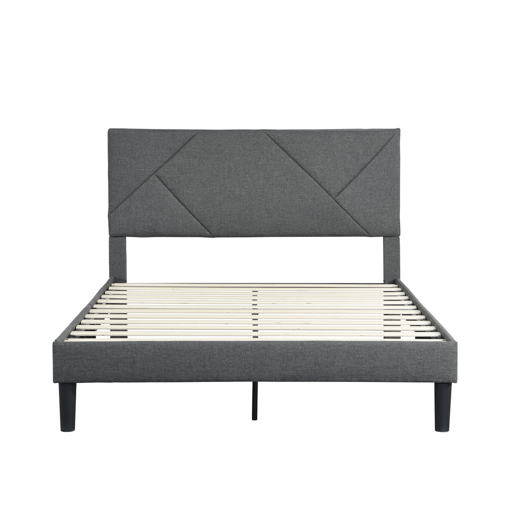 Queen Size Upholstered Platform Bed Frame with Headboard