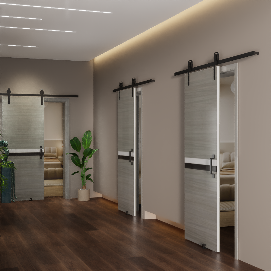 Crazy Elf 24" x 80" Melamine Integrated Door Slab + 6.6FT Track Kit