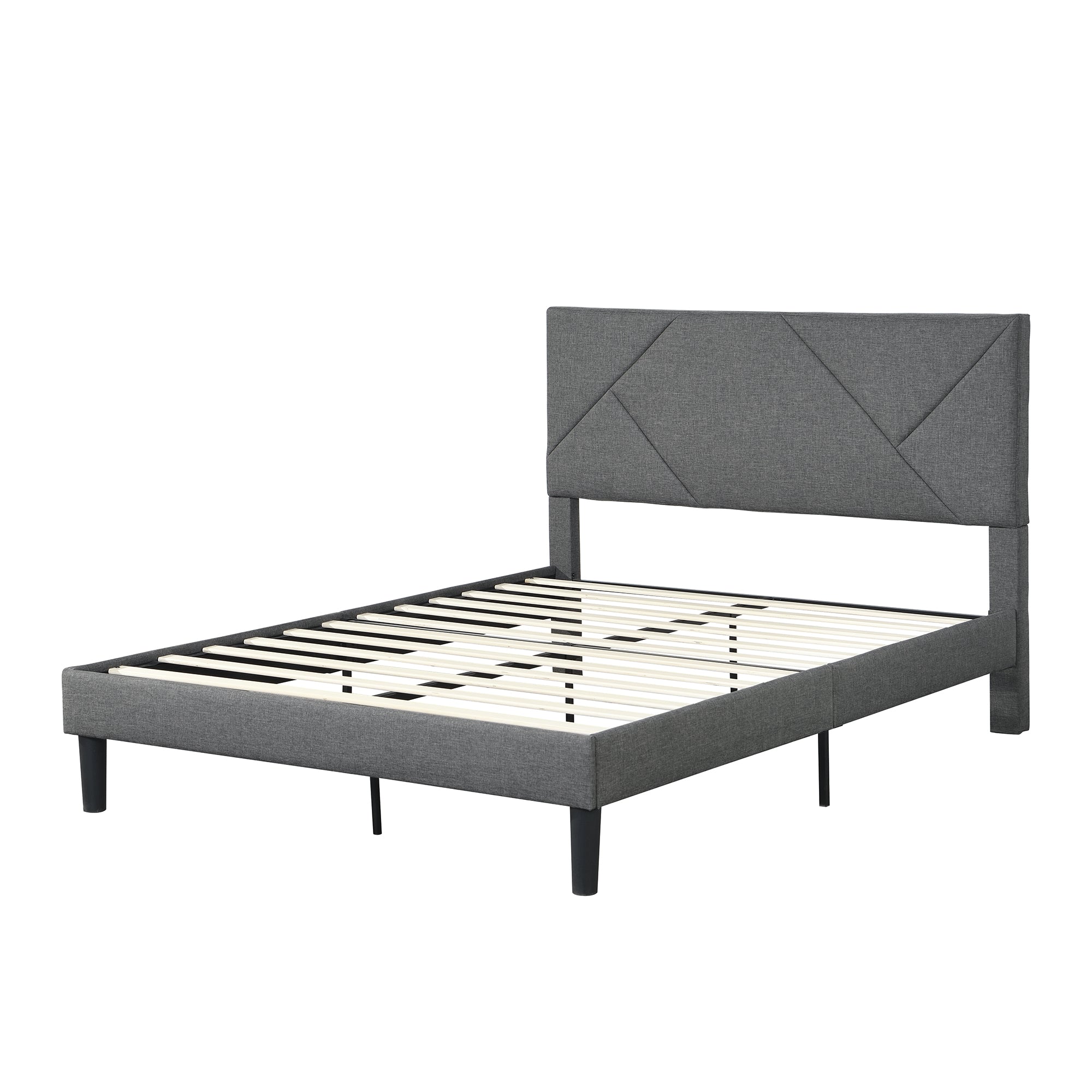 Queen Size Upholstered Platform Bed Frame with Headboard