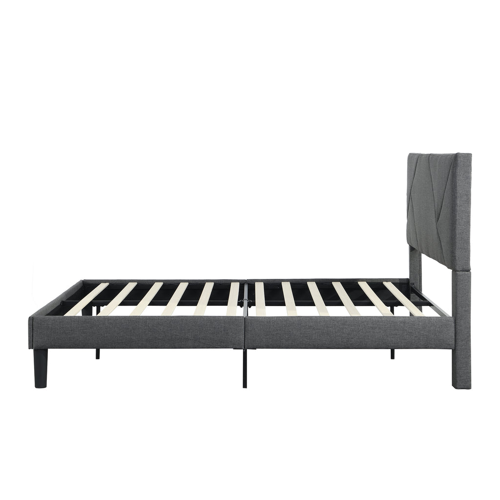 Queen Size Upholstered Platform Bed Frame with Headboard